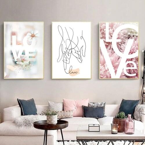 Nordic Style Flower Love Minimalist Art Poster And Prints Home Decor Wall Pictures On Canvas Painting For Living Room Cuadros