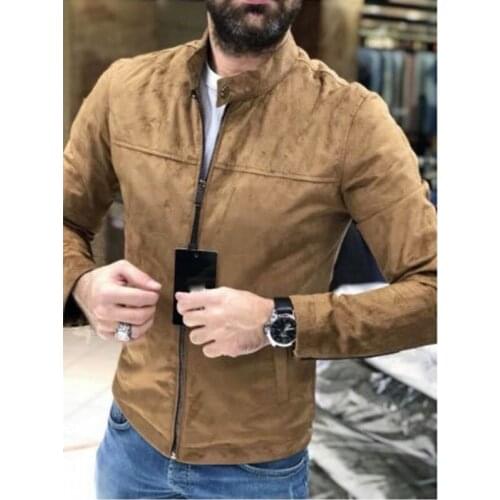 ZOGAA 2021 New Fashion Mens Leather Jacket Autumn Motorcycle Suede Solid Color Jacket Popular Simple Casual Velvet Mens Jacket