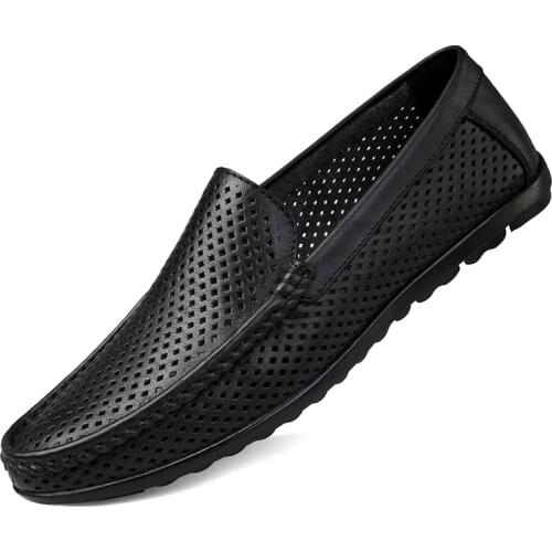 New Summer Mens Fashionable Business Genuine Leather Shoes all-match wear-resistant breathable casual Outdoor shoes Beanie