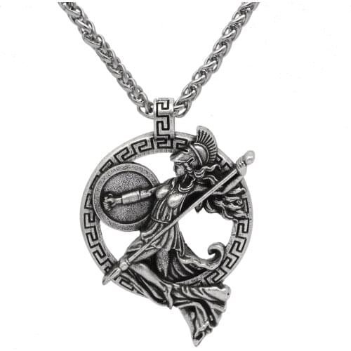 Athena Necklace Greek Goddess Roman Mythology Jewelry Minerva Pendant Warrior Goddess Minerva Mens Silver Womens Birthday