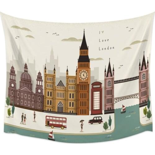 London River Landscape Pedestrian Tapestry Wall Hanging Home Wall Decor Bedroom Tapestry Yoga Mat Picnic Mat