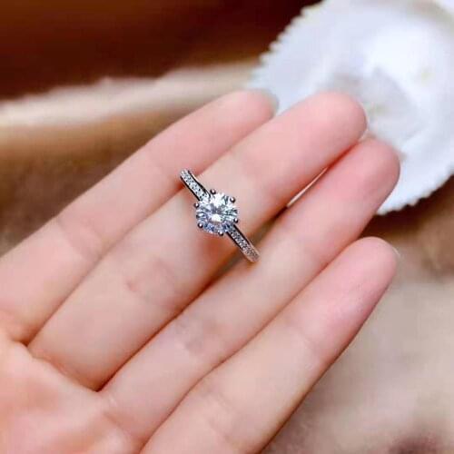 S925 Sterling Silver 1 Carat D Color Moissanite Diamond New Fashion Simple Ring for Women Fine Wedding Jewelry MeibaPJFS