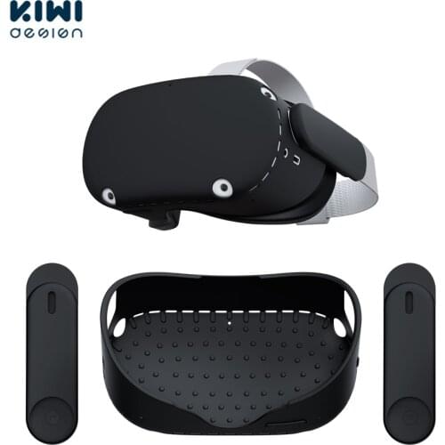 Kiwi Design Silicone Protective Cover Shell Case For Oculus Quest 2 VR Headset Cover Anti-Scratches With Two Side Protective
