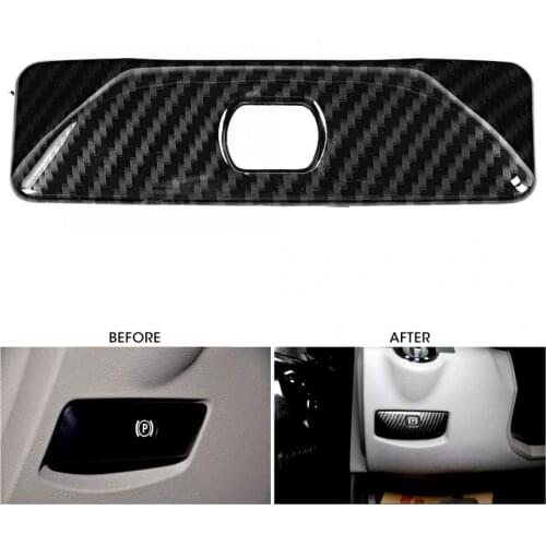 Carbon Fiber Texture Electronic Handbrake P Button Cover Fit for Mercedes Benz C-Class GLK W204 2008 2009 2010 2011-2014
