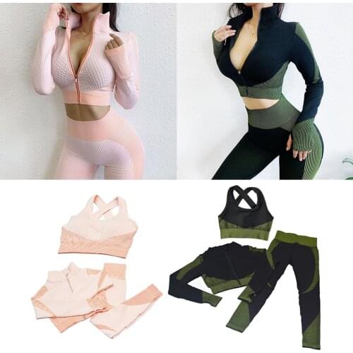 Women Girls Seamless Yoga Crop Top Leggings Bra Pants Sports Gym Set Suit Tracksuit Workout Outfit Activewear Sports Clothing