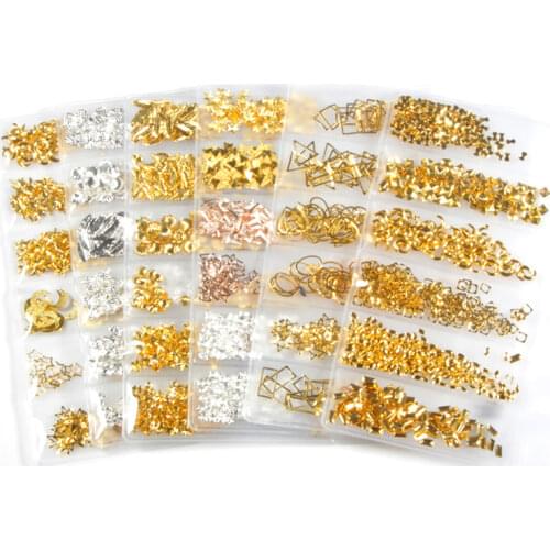 1 PACK 6 MODELS japanese metallic nail studs charms Metallic studs /Shell five star and triangle Nail design x 6- 2019Nail Trend