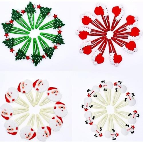 Kids Gift Hair slide Girls 10 Pcs Hair Clips Christmas Tree Santa Clause Snowman Hair pins Hair Accessory Promotion Gift