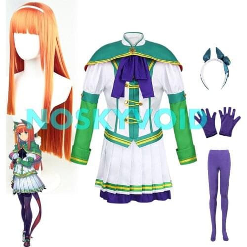 2021 Anime Silence Suzuka Cosplay Costumes Umamusume: Pretty Derby Uniform Set Woman Decisive Suit Silence Suzuka Wig Headwear