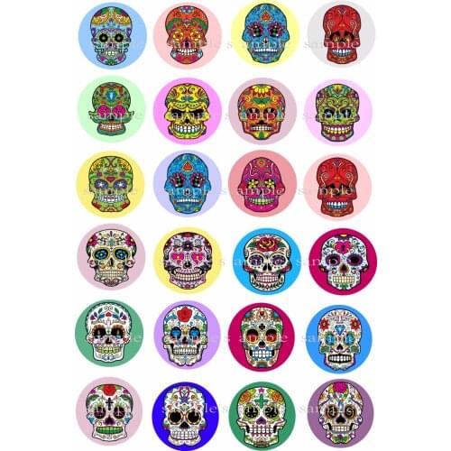 24 Day of The Dead Mexican Sugar Skull Edible Cake Topper Wafer Rice Paper Cupcake Topper Wedding Cake Decoration Party Supplier