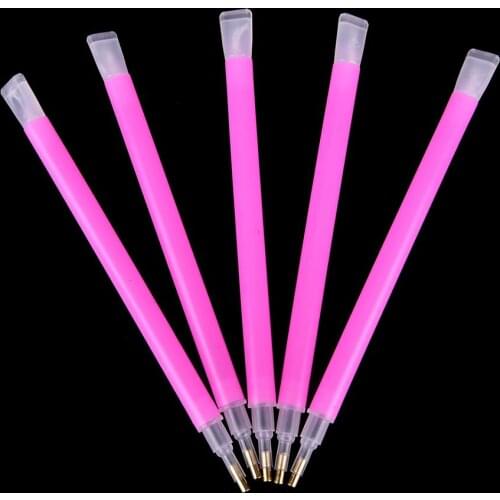 5pcs Nail Dotting Pen Dual-ended Nail Rhinestone Pink Gem Picker Dotting Pen Manicure DIY Nail Art Decoration Tools