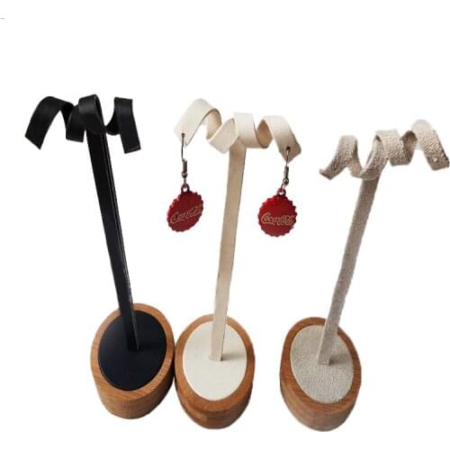 Bamboo Earring Display Storage Rack Jewelry Organizer Stand Dangle Bracket Round Bottom Eardrop Shelf Jewelry Exhibition