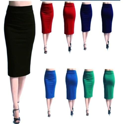 Free shippng 5 colors solid Pencil Skirt Wiggle Retro Rockabilly Vintage Pin Up 1950s New! size S-2XL