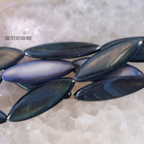 Free Shipping New without tags Fahion Jewelry 10X30MM Dark Blue Mother Of Pearl Shell Loose Beads String 15" RO093