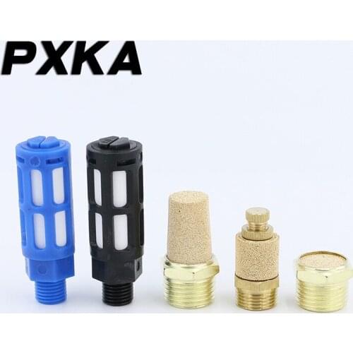 Free shipping All copper pneumatic solenoid valve joint adjustable silencer flat throttle long silencer 6 minutes 1 inch