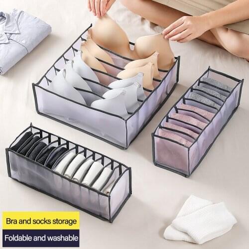 Bras Socks Storage Folding 6/7/11 Grids Nylon Household Organizer Box Closet for Underwear Ties Clothing Wardrobe Storage