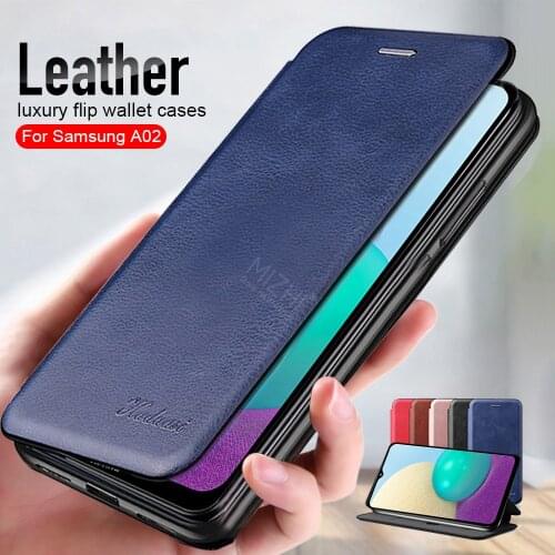 For samsung a 02 case book stand magnetic leather filp case for samsung galaxy a02 a 02 samsunga02 wallet cover coque fundas