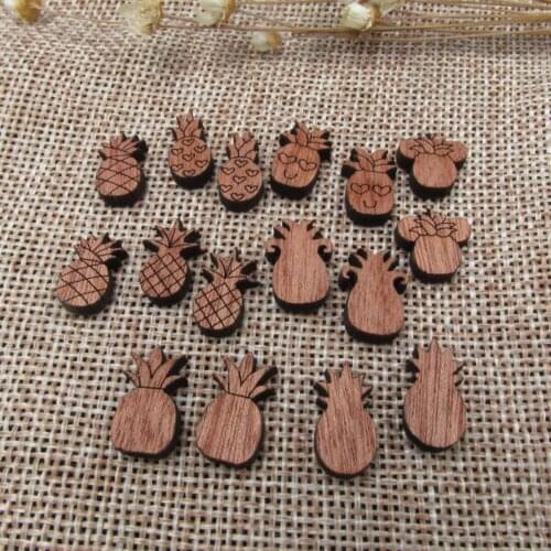 DIY Laser Cut Wood Cabochon Shape Pinapple Charms Wooden Jewerly Earrings Suppliers
