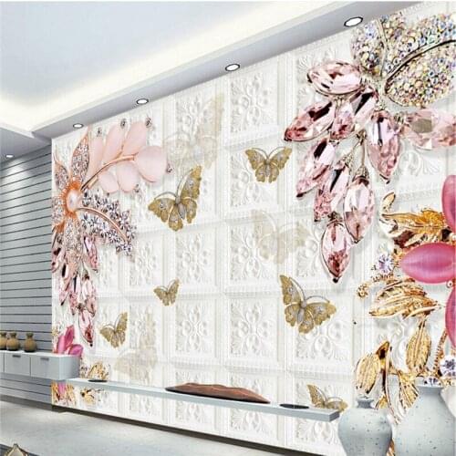Beibehang Custom Photo Wallpaper Mural Wall Sticker New Relief Diamond Jewelry Soft Bag Background Wall papel de parede