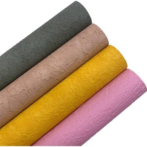 Lace Embossed Synthetic Faux Leather Vinly Fabric Sheets For DIY Bows Earrings 21X29CM T582A