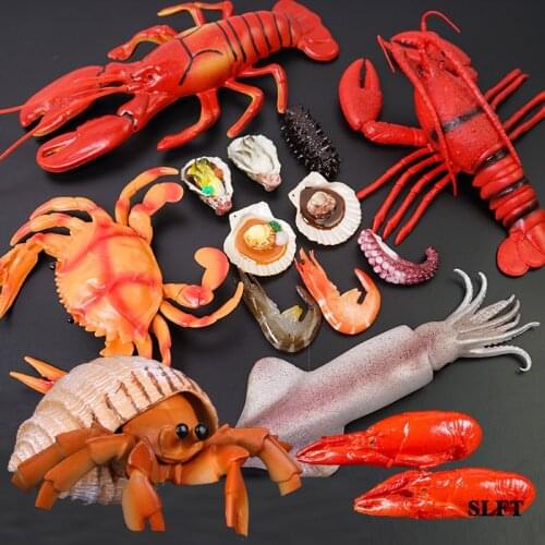Animal simulation model kids children toys party gifts store shop decoration squid oyster scallop abalone lobster Crab props