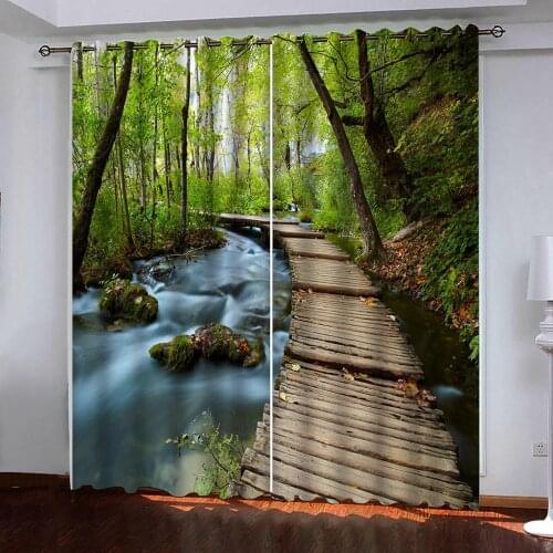 Fashion Custom 3D Curtain Blackout Curtain Bedroom Kitchen Decoration Natural scenery Curtains For living room thermal
