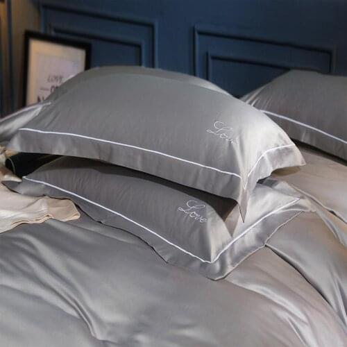 50 100% nature mulberry Silk pillowcase A/B version solid color Embroidery Pillow Cover healthy High-end pillow case