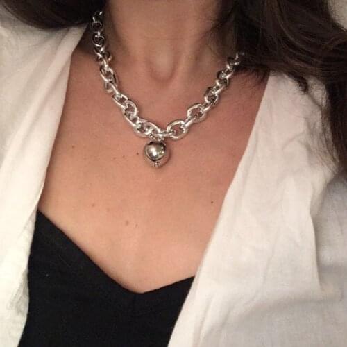 New Necklace 2021 Punk Necklaces for Women Metal Ball Pendant Chains Necklace Jewelry Accessories Wholesale Collares