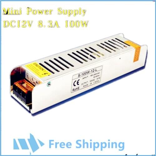 Power Supply Switch for LED strip 3528 5050 power supply, High quality 12V 8.3A 100W 180V-220V Lighting Transformer