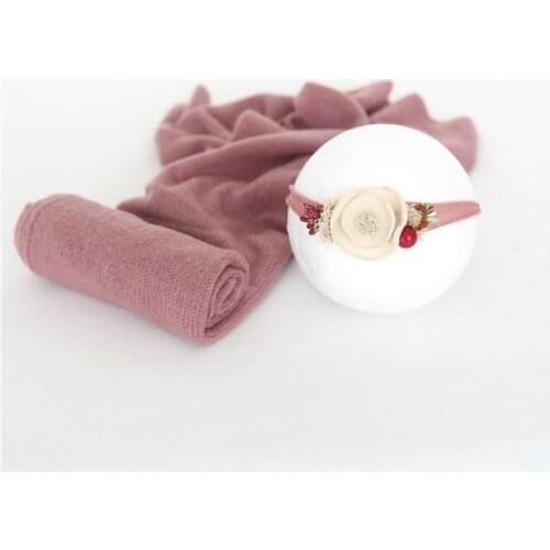 Newborn Photography Props Vintage Jersey Stretch Knit Wrap Baby Headband Jersey Knit Swaddle Wrap Newborn Outfit