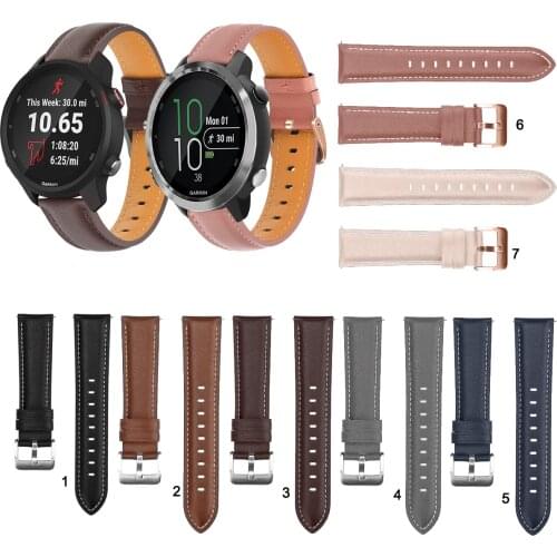 20mm 22mm Fashion Leather Watch Band Strap for Garmin Forerunner 645 645M 245 245M Replacement Wrist strap Elegant Bracele