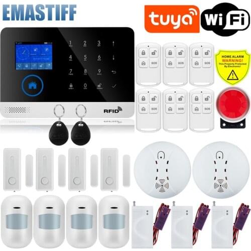Home Alarm System Tuya APP Control Wireless WiFi GSM Features Voice Broadcast Language Switched Smart Home System