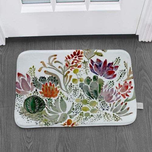Succulent Cactus Indoor Super Absorbent Door Mat Latex Lining Non-slip Door Mat, Cotton Entrance Carpet for Small Front Door Int