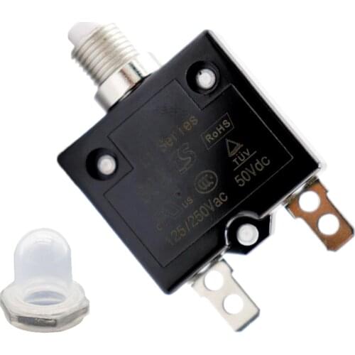 30 Amp DC Thermal Circuit Breaker with Quick Connect Terminal & Transparent Waterproof Button Cover