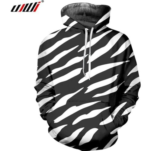 UJWI New 3D The Zebra Stripes Man Hoodies Printed Mens Gothic Pullover Hot Sale Unisex Clothing Recommend