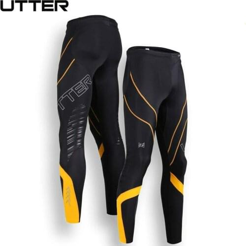 UTTER J6 Men Yellow Printing Compression Pants Sports Running Tights Bodybuilding Jogging Leggings Fitness Gym Italy CVC Fabric
