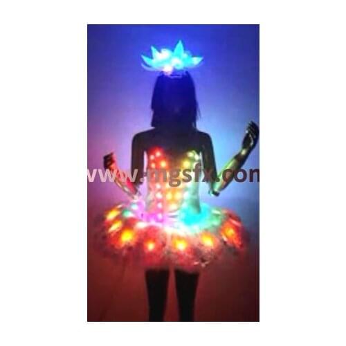 LED dance light up skirt color change led costume suit Disco nightclub Luminous dress