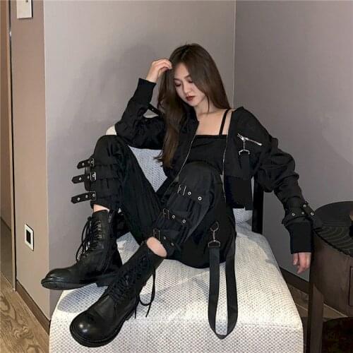 Womens Overalls Suit Trendy Handsome 2021 Spring Autumn Street Short Coats Thin High Waist Net Red Two-piece Suit Jean Jackets