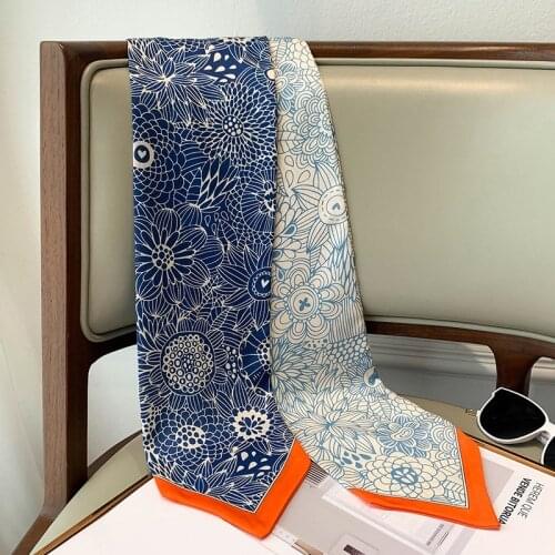 Female Silk Neck Scarf Luxury Printed Hair Tie Scarves Foulards Head Band Shawls and Wraps Neckerchief Bandanas SJ419