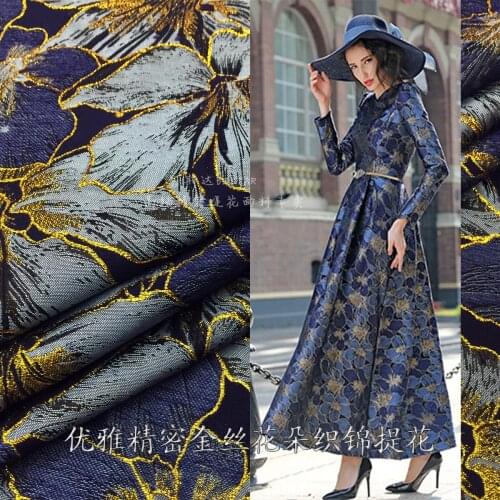 166cm big wide and elegant gold three-dimensional precision jacquard fashion fabric dress windbreaker brocade fabric clothing