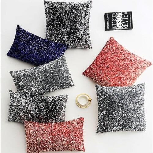1pc Solid Sequins Embroidery Back Cushion Cover Throw Pillowcase Without Filler 45x45cm 30x50cm