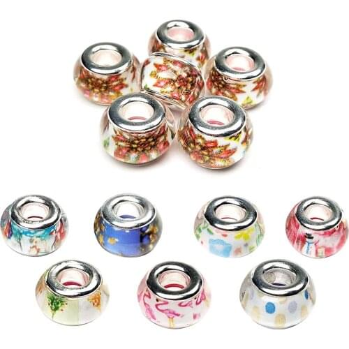 100 Pcs Mixed Imitation Glass Beads, Colorful Large Hole Craft Beads Assorted European Craft Bead, Bead Glass Charm For Clothing
