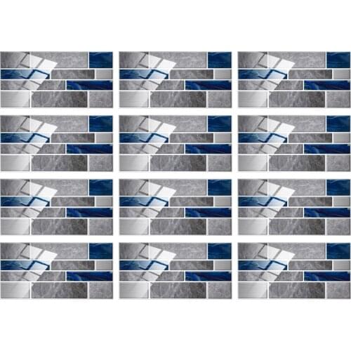 12Pcs 7.87x3.94in Self-Adhesive Tile Sticker Kitchen Backsplash Tiles Marble Waterproof Peel And Stick Wall Stickers