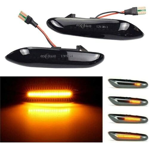 2Pcs Smoked Dynamic LED Side Marker Light Sequential Flowing Indicator Turn Signal Lamp For BMW E90 E91 E92 E93 E60 E87 E82 E46