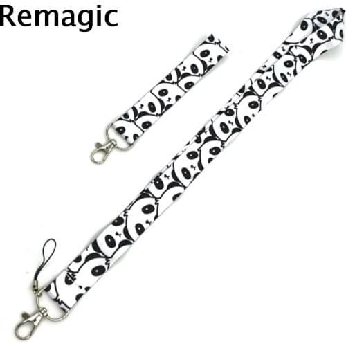 20pcs Panda hand Wristlet Neck keychain necklace webbings ribbons Cartoon Neck Strap Lanyard ID badge holder Keychain Lanyards