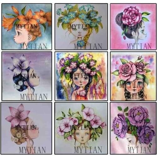 Diamond Painting Cartoon Full Square/round Diamond Embroidery Sale Diamond Mosaic Beautiful Girl flowers Picture Of Rhinestones