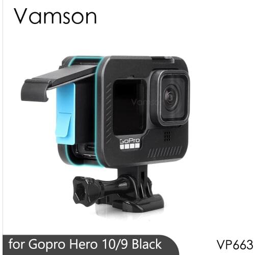 Vamson Aluminum Case for GoPro Hero 9 Black Protective Vlog Metal Cage Cover Cold Shoe Mount for Go Pro 9 Hero9 Accessories