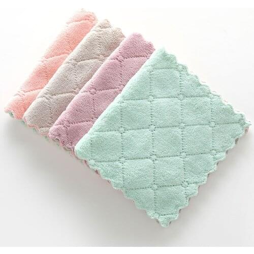 Nonstick Oil Velvet Hand Towel Kitchen Quick-drying Hanging Hand Thickened Towel Washing Household Cleaning Small Towel #W5