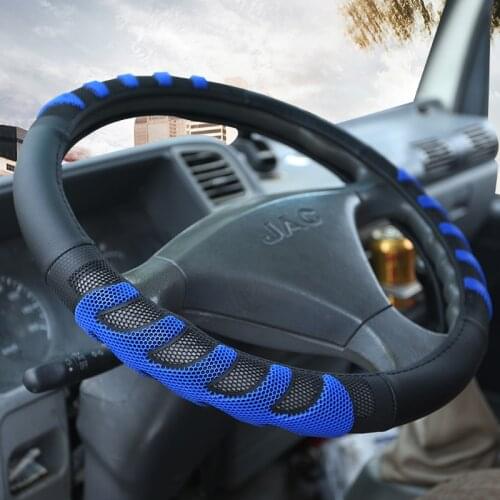 BLUE PU Leather Steering Wheel Covers for Car Bus Truck 36 38 40 42 45 47 50cm Diameter Auto Steering-wheel cover