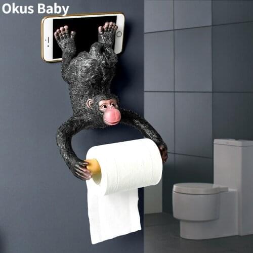 Bathroom monkey tissue holder Roll holder Toilet paper holder Resin waterproof paper holder wall hanging European style Resin