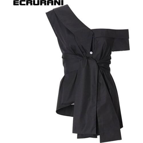 Черные блузки ECRURANI China At AliExpress